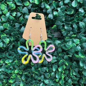 Colorful Flower Hoop Earrings